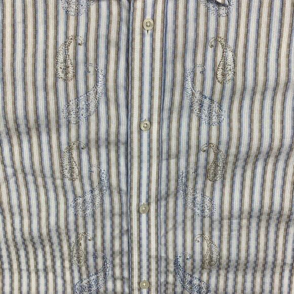 Robert Graham Men Shirt 2XL White Vertical Striped Paisley Button Up Long Sleeve - Picture 3 of 10